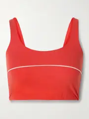 [Skin] Skin - Eris Striped Stretch Organic Pima Cotton-jersey Sports Bra - Red - x small x small Red