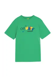 Off-white Kids Logo-print Cotton T-shirt (12-14 Years) - Green - 12YR (12 Years) 12YR (12 years)