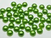 100 Dark Green Acrylic Half Pearl Flatback Round Bead 12mm Scrapbook Craft