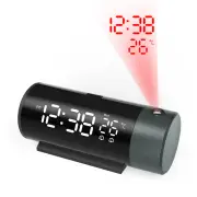ZX1006A Digital Projection Alarm Clock with Temperature Time 180°Rotation LED Display Dual Alarm Clock Snooze Function U