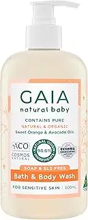 GAIA Natural Baby Bath and Body Wash ; Certified Natural ; Ideal for Newborns ; Sensitive Skin formula ; organic Avocado Oil ; organic Chamomile ; Soap Free ; Perfume Free ; Australian Made - 500mL