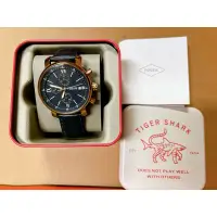 在飛比找蝦皮購物優惠-FOSSIL 美國最受歡迎頂尖運動時尚三眼計時皮革腕錶-藍-