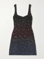 [Clio Peppiatt] Clio Peppiatt - Galaxy Embellished Stretch-mesh Mini Dress - Midnight blue - x small x small Blue