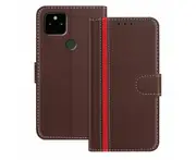 Google Pixel 5A Case PU Leather Flip Cover Wallet Case-Brown