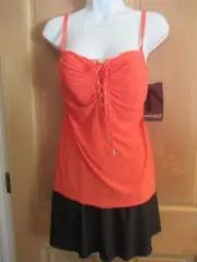 Magicsuit MIRACLESUIT SWIMSUIT 8 TANKINI 2 Piece Jezebel Orange Black Skirt