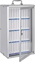 Cell Phone Storage Cabinet Locker, Silver Aluminum Secure Lockable Phone Organizer,Wall-Mounted,with Portable Handle, Key Lock and Handwritten Label (Color : Silver, Size : 36)