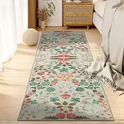 YIHOUSE Floral Beige 2x6 Washable Kitchen Runner Rug, Non Slip Soft Bedroom Rug, Ultra Thin Small Colorful Throw Carpet for Hallway Laundry Bedside Beige,2'x6'