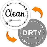 Dirty Clean Dishwasher Magnet Sign for Kitchen Organization and Storage - Refrigerator Dish Bin Washer Necessities (White & Grey)