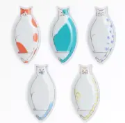Kutani Yaki Ware HAREKUTANI Small Plate Dish Cat Design Porcelain Set of 5 Japan