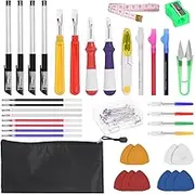 Swpeet 138Pcs Sewing Tools Kit, Seam Ripper Kit with Scissors, Sewing Pins, Pen Refills, Pen Holders, Colored Chalks, Tailoring Tools Chalk, Ruler and Pencil Sharpener for Crafting and Sewing Making