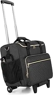 LUXJA Rolling Teacher Bag with Laptop Compartment and Detachable Dolly, Multifunctional Rolling Teacher Tote Bag (Patent Pending), Black