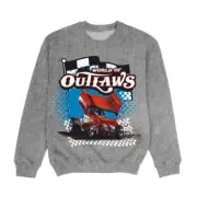 World of Outlaws Checker Flag Grey Heather Crewneck Sweatshirt