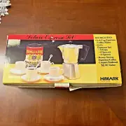 Deluxe Espresso set Stove Coffee Maker 6 cups & 4 cups saucers spoons Pezzetti