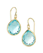Ippolita 18K Yellow Gold Rock Candy Blue Topaz Pear Drop Earrings