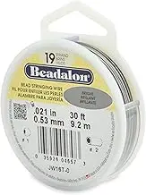 Beadalon 19 Strand Bead Stringing Wire - Beading & Jewelry Making Supplies, Flexible Stainless Steel Nylon Coated Thin String for Bracelets & Necklaces, .021 in / 0.53 mm, Stainless Steel