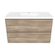 Forme Razor 900mm Wallhung Walnut Vanity with Porcelain Top