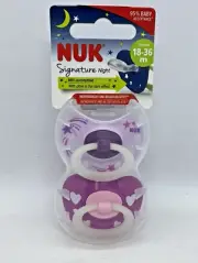 Nuk Signature Nigh Soother Silicone 2 Pack Glow In Dark Pink 18 Months+