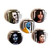 BEETLEJUICE 2024 Badge Button Set 25mm 1" Pins Pinback Halloween Shrinker Bob