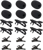 ALEKOR 6 Pieces Lavalier Microphone Metal Tie Clips, 6 Pieces Lapel Mic Windscreen Foam Covers and 6 Pieces Lav Mic Plastic Wire Clips