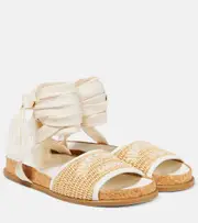 [Jimmy Choo] Jimmy Choo Gal Flat logo raffia sandals AU 3 neutrals