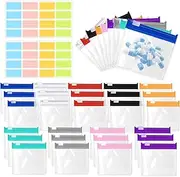 29 Pcs Reusable Zippered Pill Pouch Set, Small Portable Baggies, 27 Plastic Pouches With 32 Labels, Medicine Organizer for Small Items Storage (Colorful)