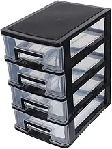 Cabilock Four Layer Drawer Type Closet Organizer Portable Multi Layer Storage Rack Black Transparent Plastic Storage Box for Home Office and Study Space Saving Design
