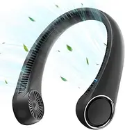[Gaiatop] Portable Neck Fan, 360° Cooling, 72 Air Outlet, Lightweight Hands Free 3 Speeds 4000mAh USB Rechargeable Mini Personal Bladeless Fans, Wearable Birthday Gift for Men Women Black