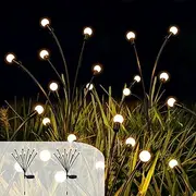 HELESIN 2 Pack Solar Garden Lights Outdoor, 10 LED Solar Light, Solar Outdoor Garden Light Waterproof Firefly Lights for Pathway Yard Patio Landscape Outdoor Decor, Warm White