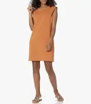 The Drop Women's Mariana Strong-Shoulder Mini Dress Small Adobe NWT