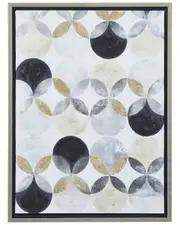 The Novogratz Geometric Gray Canvas Framed Wall Art with Silver Frame NoSize NoColor