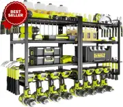 Power Tool Organizer - 8 Drill Holder Wall Mount, 4-Layer Heavy Duty Metal Shelf