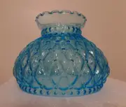 NEW 7" Diamond Quilted Light Blue Glass Oil Student Lamp Shade Crimp Top #PS663