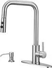 Kitchen Faucet with Pull down Sprayer and Soap Dispenser, Stainless Steel Brushe