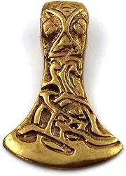 [LynnAround] Double sides pendant with engraved Celtic knot axe head Thor hammer design.