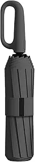 [Generic] 72 fully automatic ring-buckle umbrellas, portable, enlarged, thickened and reinforced hooks, foldable for both rain and s Black