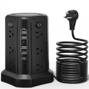 Angled Flat Plug 12 AC Outlets Power Strip Tower with USB C Port(PD18W), Surg...