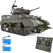 Light Tank Remote Control US M5A1 Stuart Tank 1/16RC Military Vehicle Simulation Smoke Tube Lift/Turret Rotation 360 °/No Shooting/Collecting Model/2 Battery