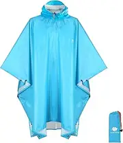Anyoo Waterproof Rain Poncho Lightweight Reusable Hiking Rain Coat Jacket with Hood for Outdoor Activities,One Size