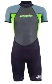 Hyperflex Junior's Access Shorty Spring Suit Wetsuit 2mm Back Zip, Green / Black