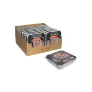 4PK Top Chef Lightweight Foil Takeaway Containers With Lids - 24.5x24.5x5.5cm