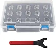 15Pcs ER25 Collet Set, High Speed Steel Spring Collet Milling Machine Accessories with Wrench