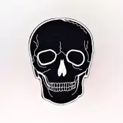 Black Skull Patch — Iron On Badge Embroidered Motif — Outline Biker
