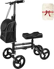 Dynamx Knee Scooter, Adult Mobility Walker, Folding Scooter with 8-Inch All Terrain PVC Wheels, Black