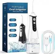 Water Dental Flosser Pick - 350ML Portable Cordless Oral Irrigator with 4 Modes Rechargeable Irrigation Cleaner for Teeth Deep Cleaning, IPX7 Waterproof Electric Flossing Machine for Home, Travel