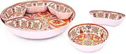TP 15'' Taco Serving Platter, Melamine Serving Tray & Bowls, for Taco Tuesday Lazy Susan Taco Bar Kit, Chip, Dip, Snacks Serving Set for Party and Fiesta, Orange