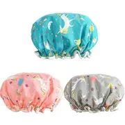 Shower Caps, 3 Pa Bath Cap For Women Waterproof Adjustable Double Layered Shower Cap,3957
