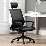 2 Pack Office Chair Ergonomic Desk Chair with Lifting Swivel Headrest and Lumbar Support Ergonomic High-back Mesh Rolling Work Swivel Task Chairs with Wheels Mesh Computer Chair,One Size,Black