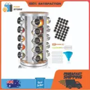 Rotating Spice Rack Organiser with 20 Spice Jars, Revolving Spice Rack Tower Sea