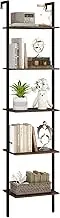 Giantex 5 Tier Ladder Shelf, Wall Mount Bookshelf with Anti-Tipping Kits & Metal Frame, Industrial Decorative Bookcase, Vertical Open Storage Display Shelf for Living Room Bedroom Home Office