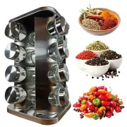 Spice Rack with 16 Jars Revolving/Rotating Seasoning Organizer Stainless Steel